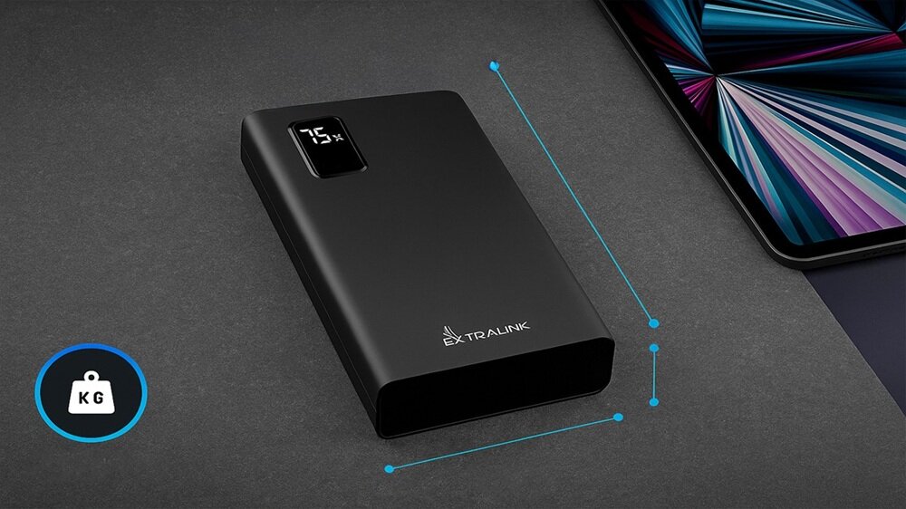 Powerbank EXTRALINK EPB-068 20000mAh Czarny dwa rodzaje załącz wyjściowych, elastyczność, łatwe ładowanie powerbanka, dogodne ułatwienie