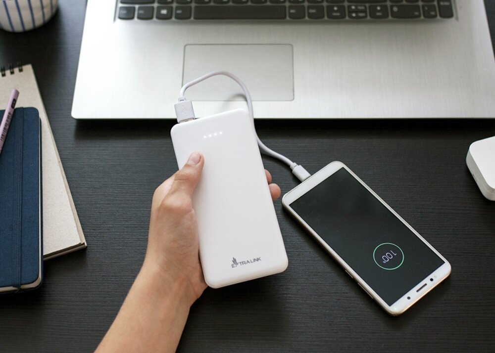 Powerbank EXTRALINK EPB-078W 10000mAh 10W Biały bez szybkiego ładowania, sprawne i bezpieczne ładowanie, bez ryzyka przegrzania