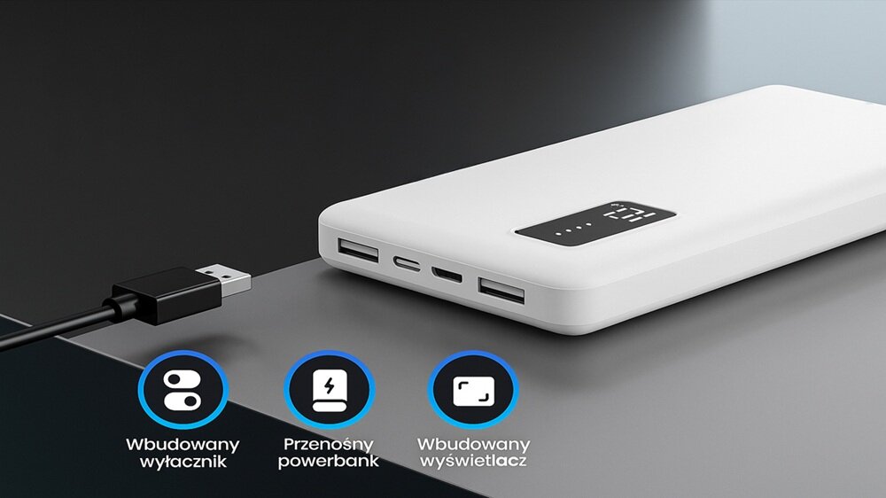 Powerbank EXTRALINK EPB-098W 10000 mAh Biały trzy tyoy wejść, wszech stronność, łatwe naładowanie urządzeń