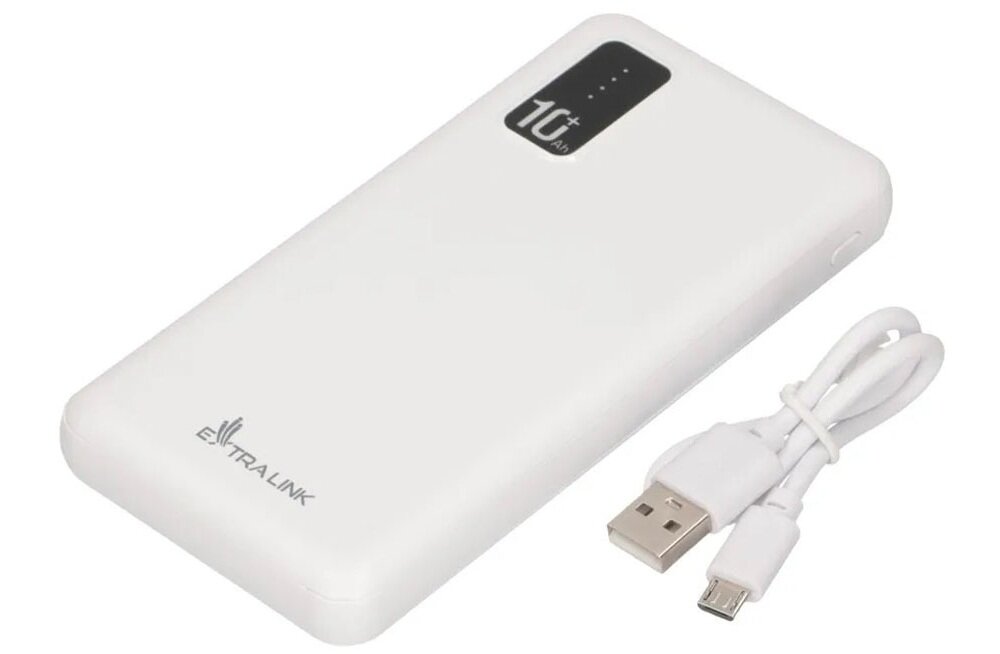 Powerbank EXTRALINK EPB-098W 10000 mAh Biały technologia litowo-polimerowa, wysoka wydajnośc ładowania, długorwałe źródło energii