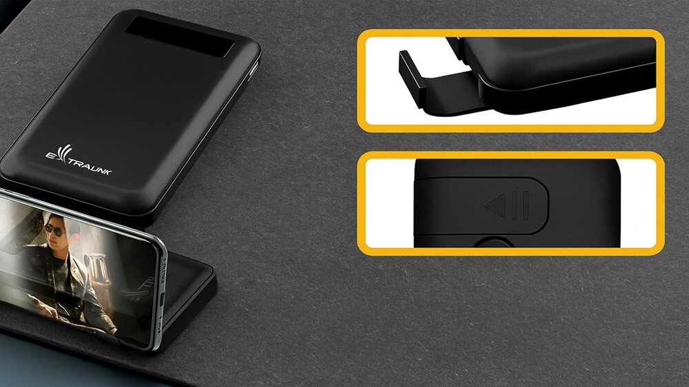 Powerbank EXTRALINK EPB-083 10000 mAh Czarny technologia litowo-polimerowa, długa żywotność bateri bez spadku energii, praktyczne urządzenie