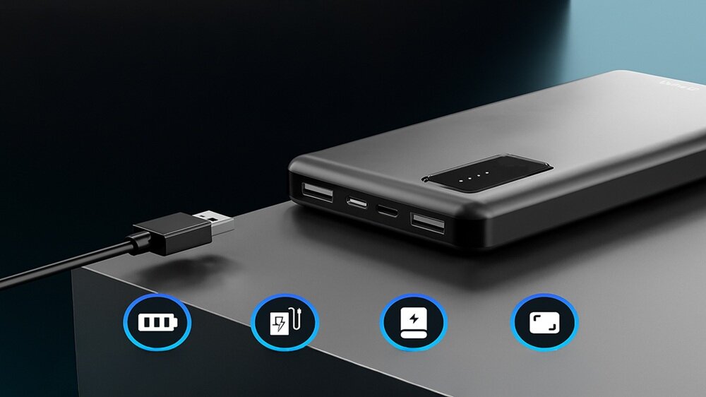 Powerbank EXTRALINK EPB-098B 10000 mAh Czarny trzy tyoy wejść, wszech stronność, łatwe naładowanie urządzeń