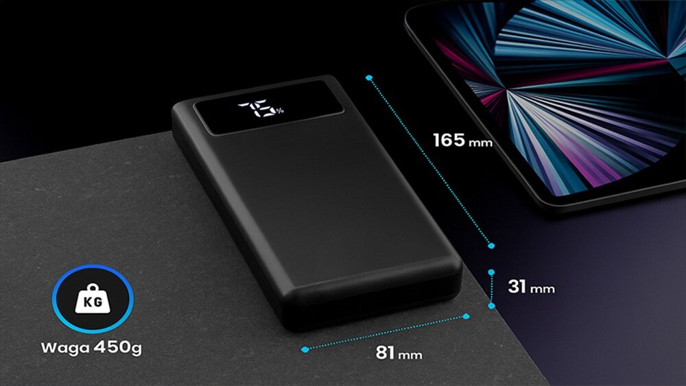 Powerbank EXTRALINK EPB-112 30000 mAh Czarny dodatkowe źródło energii, wydajny, odpornośc na uszkodzenia