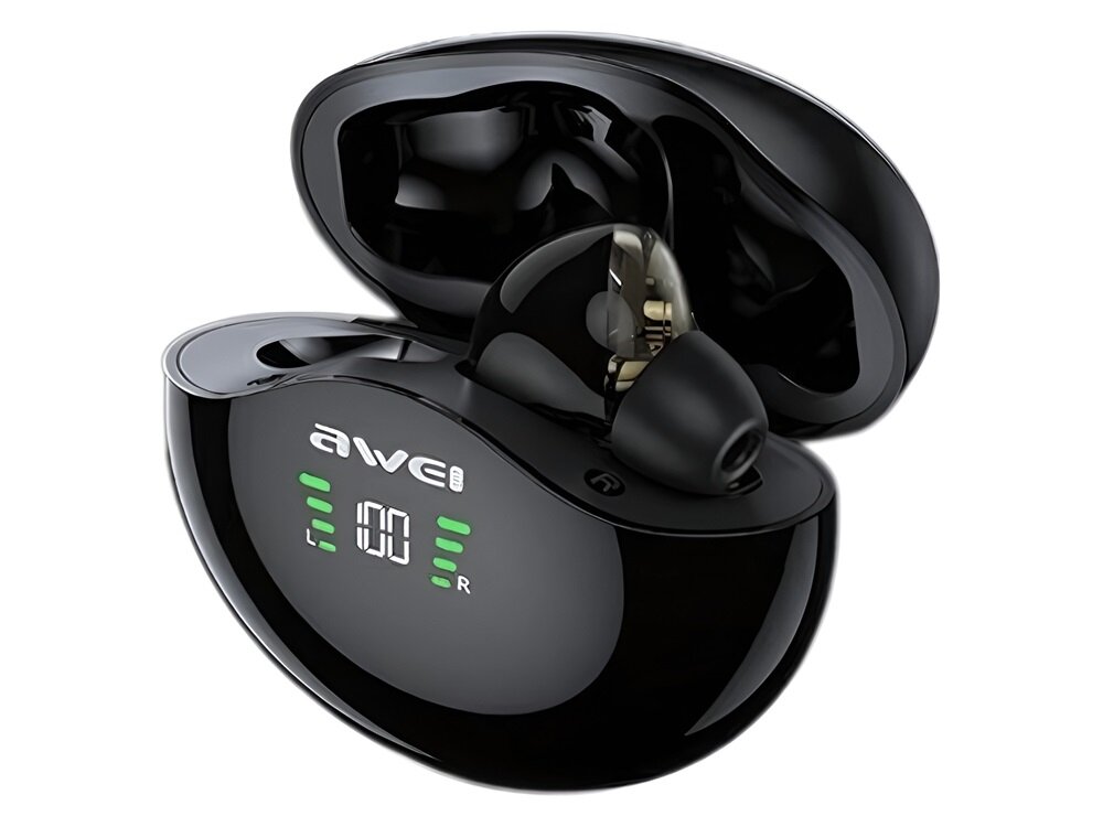 Słuchawki dokanałowe AWEI T12P TWS ipx6 stacja kompaktowe ergonomiczne wodoodporne - sluchawki na bialym tle