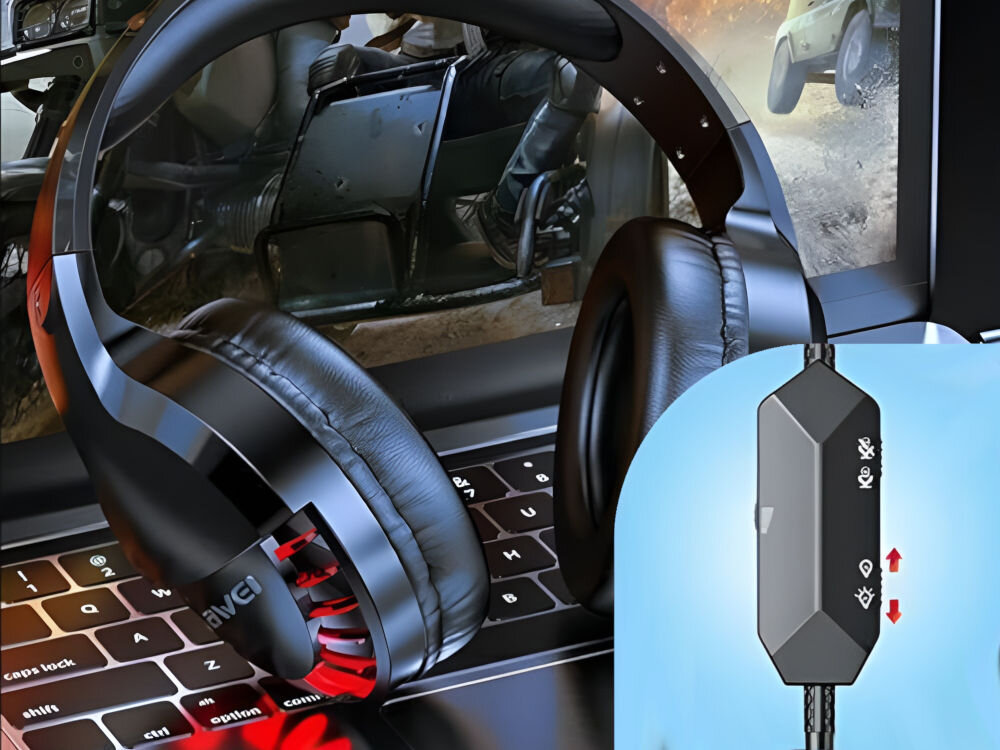 Słuchawki AWEI ES-770i Czarny 360-stopniowa redukcja szumów, kabel o długości 2,1 m, wbudowany pilot