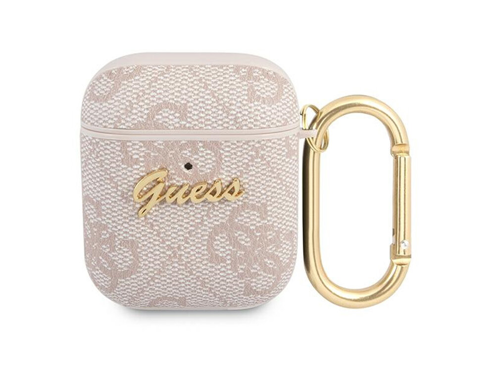 Etui na słuchawki Guess 4G Script Metal Collection
            przód etui z karabińczykiem na białym tle
            etui case pokrowiec słuchawki airpods apple