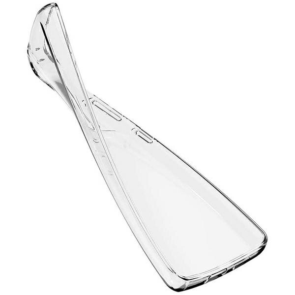 Przezroczyste etui na telefon, elastyczne i cienkie, z widocznymi przyciskami na krawędzi.