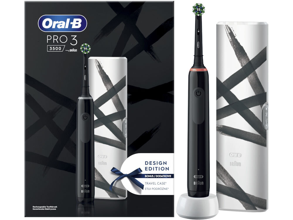 Szczoteczka rotacyjna ORAL-B Pro 3 3500 Black Edition elementy zestaw