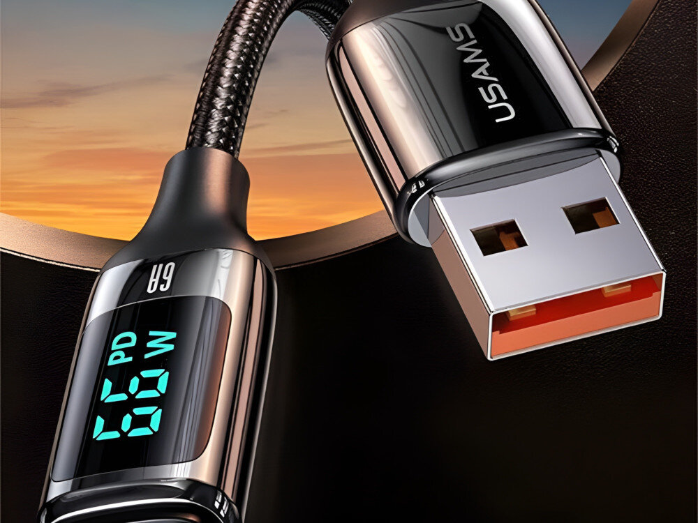Kabel USB-A USB-C USAMS U78 pleciony Apple aktualne napięcie, natężenie prądu i czas ładowania