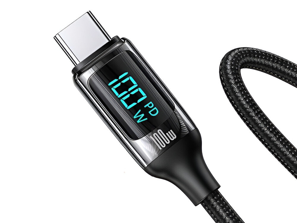 Kabel USB-A USB-C USAMS U78 100 W 1,2 m pleciony Apple aktualne napięcie, natężenie prądu i czas ładowania
