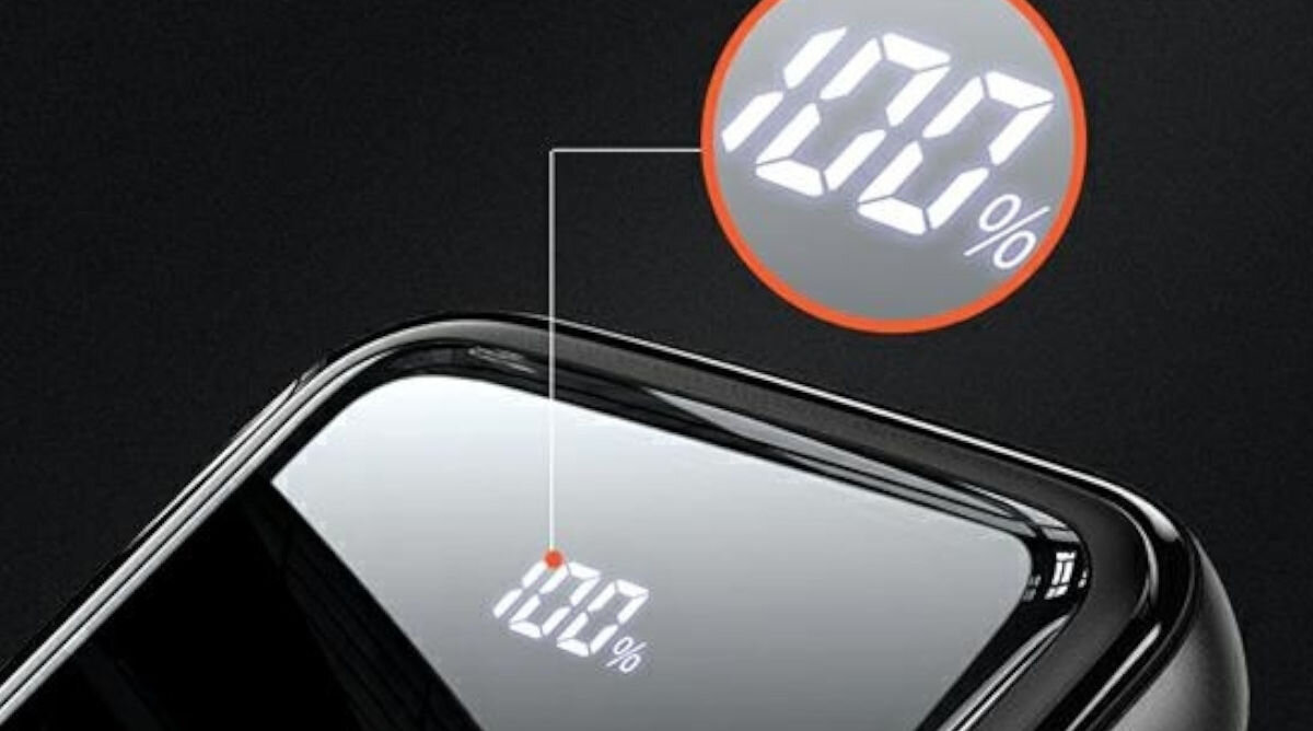 Powerbank USAMS 10KCD16101 22.5W 10000 mAh Czarny szeroki ekran LED monitorowanie stanu naładowania