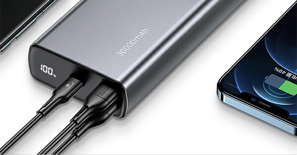 Powerbank USAMS CMXLOGTC01 30000mAh 65W Czarny wskaźnik LED