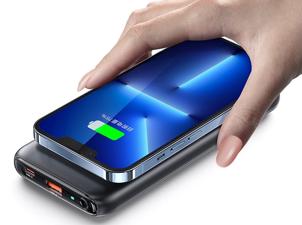 Powerbank USAMS PB62 Magnetic Wireless DP Fast Charge 10000 mAh 20W Czarny porty ladowanie, pojemnosc, praca, akumulator