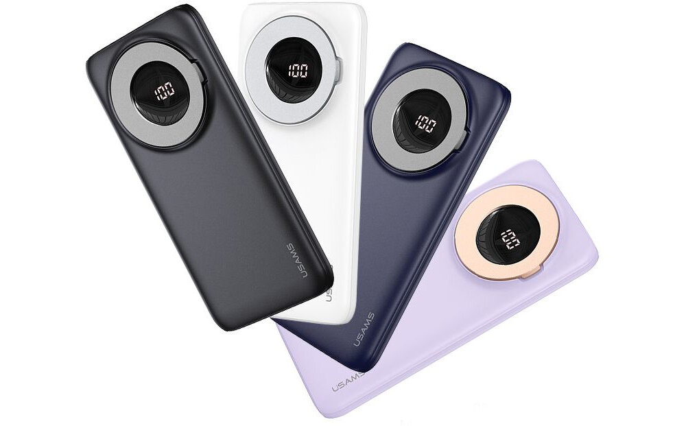 Powerbank USAMS PB62 Magnetic Wireless DP Fast Charge 10000 mAh 20W Czarny powerbank magsafe, kolorowe powerbanki