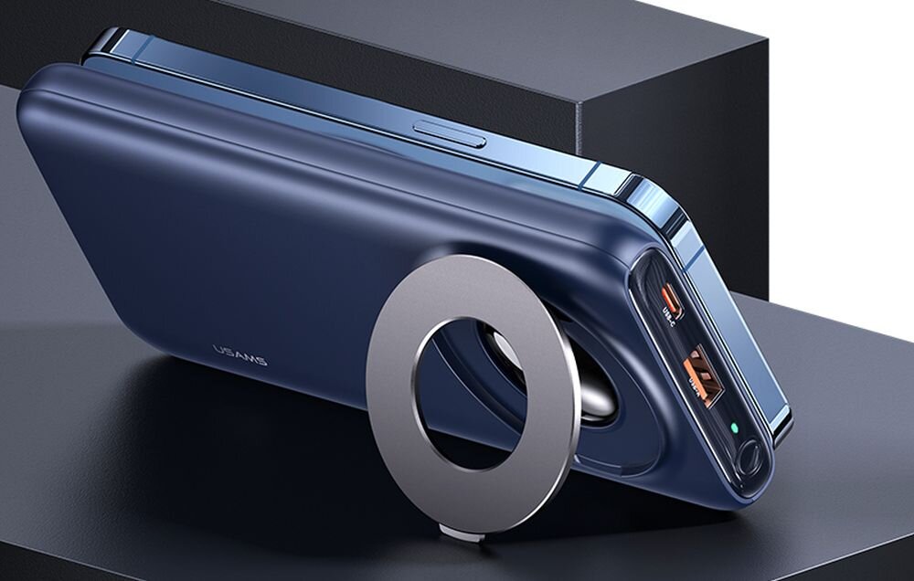 Powerbank USAMS PB62 Magnetic Wireless DP Fast Charge 10000 mAh 20W Czarny czytelny ekran led, ladowanie, rozladowanie, powerbank, energia