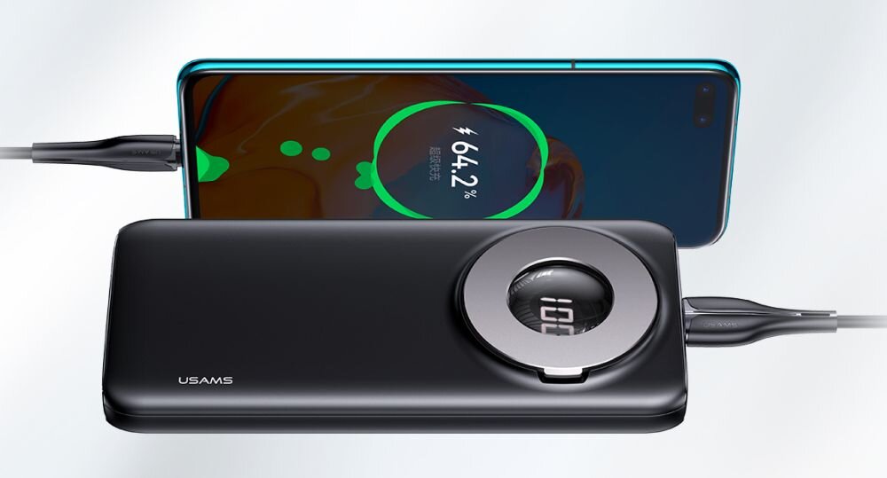 Powerbank USAMS PB62 Magnetic Wireless DP Fast Charge 10000 mAh 20W Czarny standardy power delivery, quick charge, automatyczna regulacja mocy