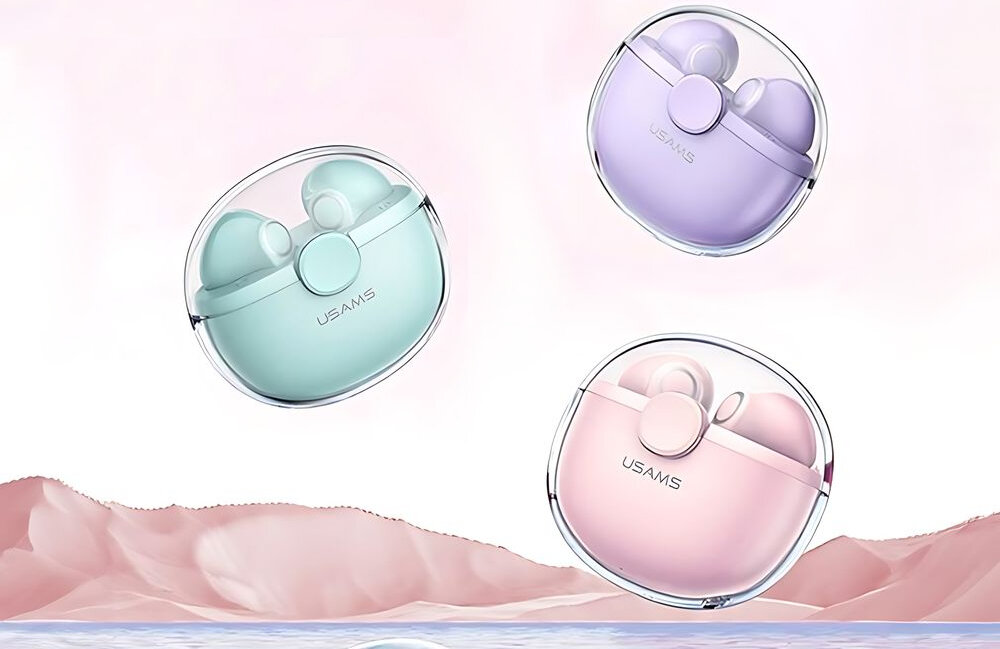 Słuchawki douszne USAMS BU TWS design komfort lekkość dźwięk jakość wrażenia słuchowe ergonomia lekkość sport aktywność podróże czas pracy działanie akumulator