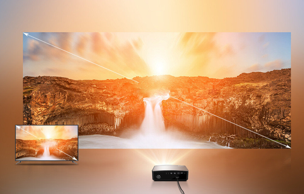 Projektor BYINTEK Moon K25 Basic obraz przekątna wielkość odległość wyświetlania