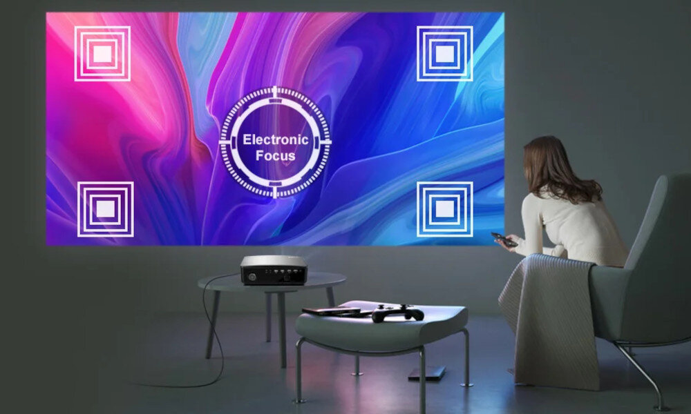 Projektor BYINTEK Moon K25 Basic korekcja trapezowa zoom zniekształcenie regulacja