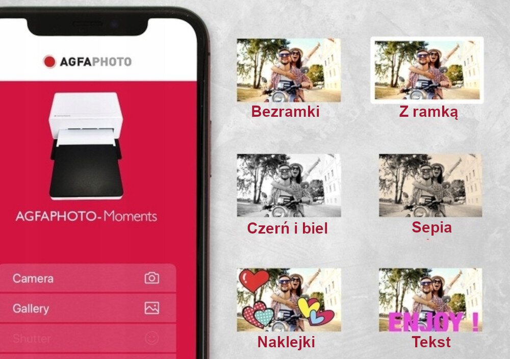 Drukarka AGFAPHOTO AMO46 aplikacja edycja efekty