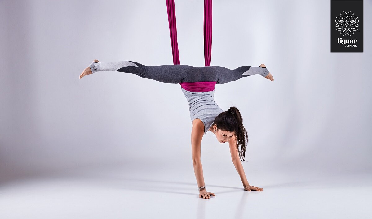 Szarfa TIGUAR Aerial Morski Fioletowy Grafitowy do gimnastyki powietrznej trening fitness Wysoka jakość Trening akrobatyczny Montaż Relaks