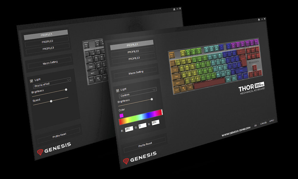 Klawiatura GENESIS Thor 303 TKL oprogramowanie dostosowanie makra profile