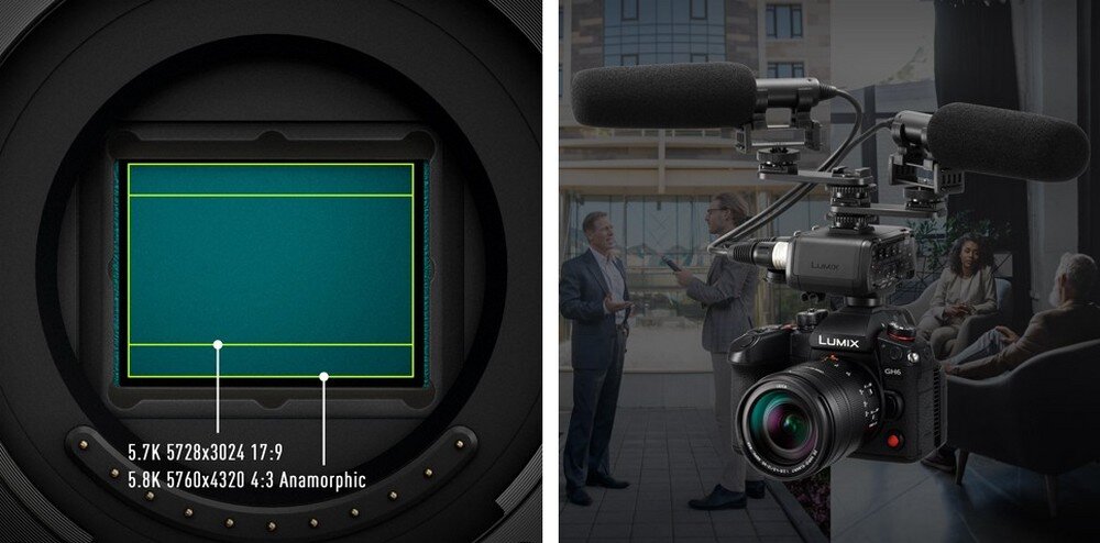 Aparat PANASONIC DC-GH6  zdjęcia obiektyw ekran wizjer ogniskowa przysłona migawka obudowa bateria zasilanie filmy nagrywanie rozdzielczość matryca rozmiar przekątna tryby iso montaż lampa światło przyciski sterowanie menu kontrast jasność balans bieli filtry cmos karta pliki format zapis seria