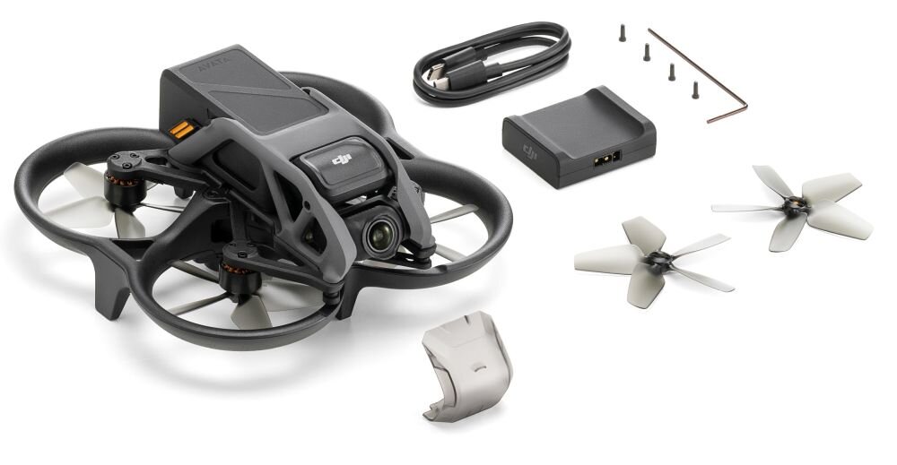 Dron DJI Avata bateria lot sterowanie akrobacje czas lotu zasięg funkcje lądowanie kamera rozdzielczość filmy zdjęcia nagrywanie jakość ładowanie aplikacja przesył pilot śmigła stabilizacja fotografia waga wymiary konstrukcja obudowa korpus ramiona silnik