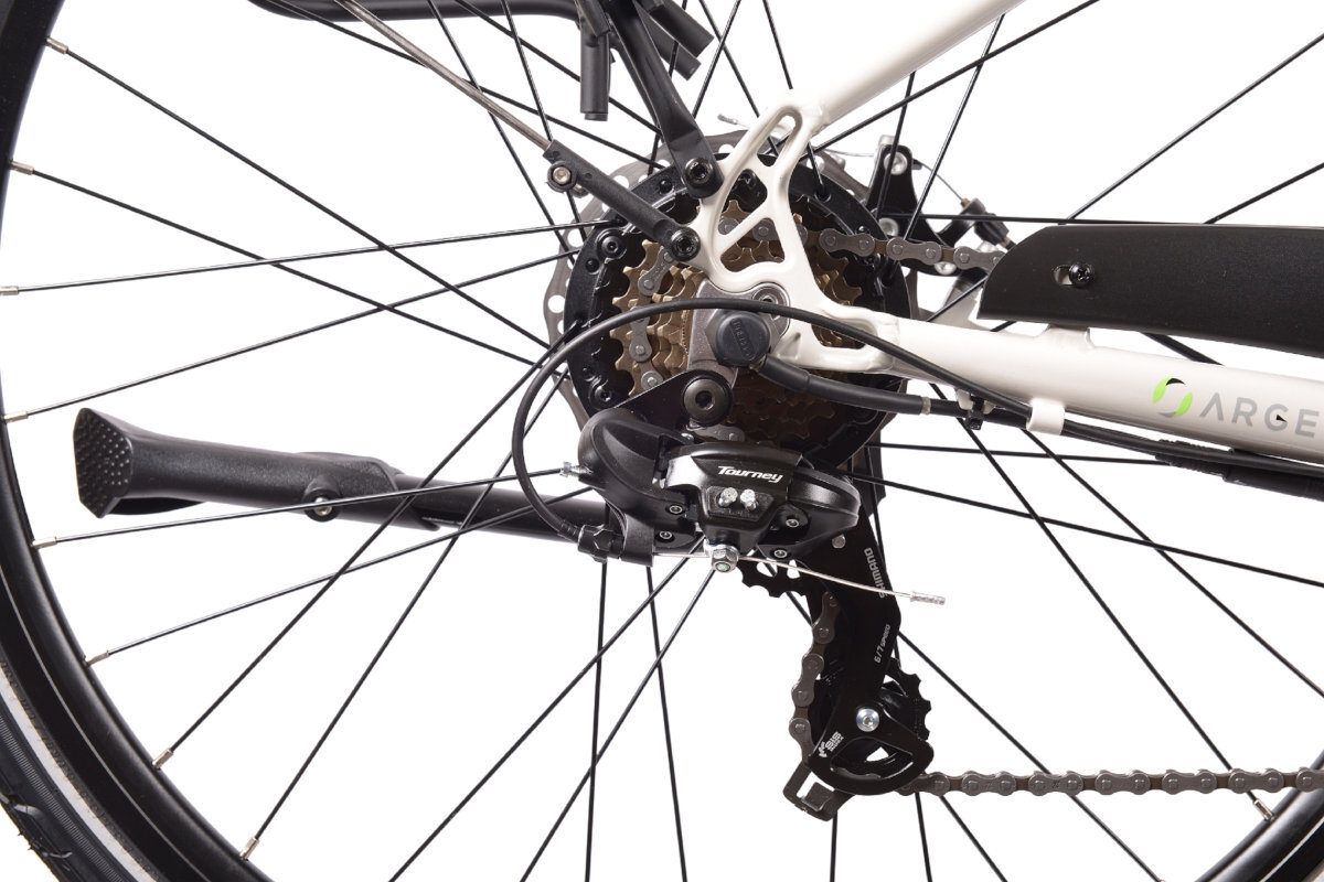 ROWER ELEKTRYCZNY MIEJSKI ARGENTO OMEGA 28 BIAŁY D46 18 wydajne przerzutki