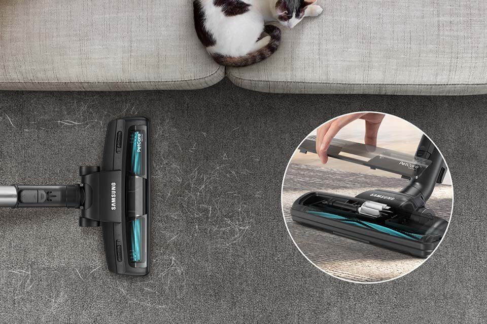 Odkurzacz Samsung, który można kupić w Media Expert, jest wyposażony w elektroszczotkę Pet Care