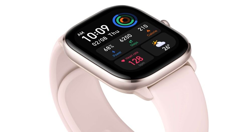 Smartwatch AMAZFIT GTS 4 mini ekran bateria czujniki zdrowie sport pasek ładowanie pojemność rozdzielczość łączność sterowanie krew puls rozmowy smartfon aplikacja