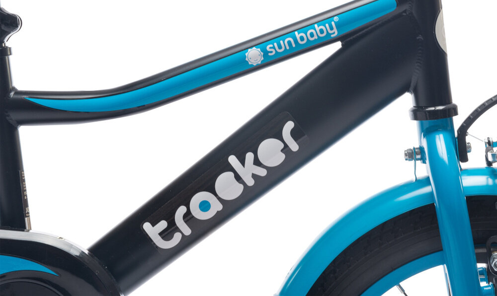 Rower dziecięcy SUN BABY Tracker 16 16 cali dla chłopca Niebieski rama 9,5-calowa stalowa dostosowana do najmłodszych geometria roweru w niebieskim kolorze wybór ramy wzrost dziecka w zrelaksowanej pozycji typ roweru kalkulator rozmiaru ramy dla dzieci o wzroście 105-115 cm