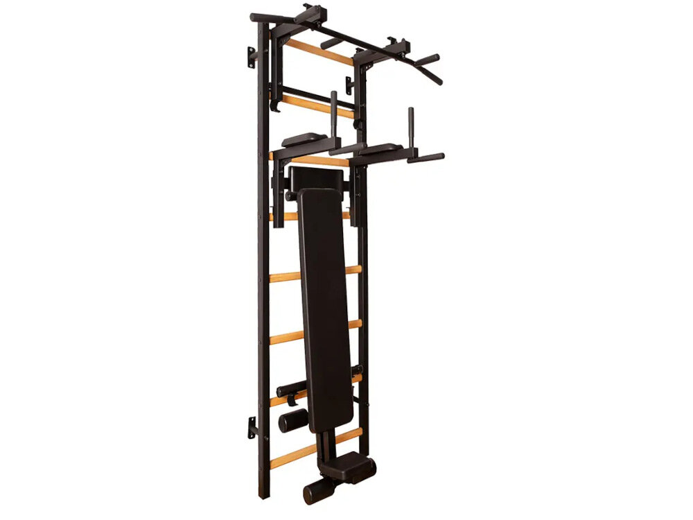 Drabinka gimnastyczna BENCHK 713B + Drążek - Poręcz – Ławka 9 bukowych szczebelkow dwiewarstwy oleju na bazie oleju lnianego obciazenie do 150 kg wysokosc 240 cm szerokosc 67 cm