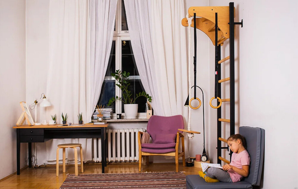 Drabinka gimnastyczna BENCHK 212B + Drążek – Akcesoria prosty montaz do sciany