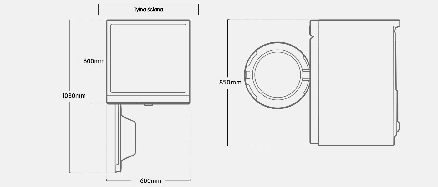 Najważniejsze wymiary pralki Samsung WW11BB744DGB