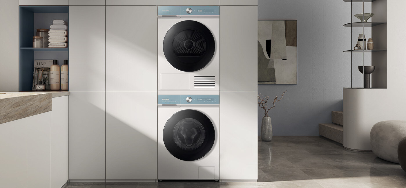 Dobranie pralki i suszarki z tej samej serii pozwala uzyskać optymalne rezultaty - urządzenia można ustawić w pionie lub obok siebie Dobranie pralki i suszarki z tej samej serii pozwala uzyskać optymalne rezultaty - urządzenia można ustawić w pionie lub obok siebie