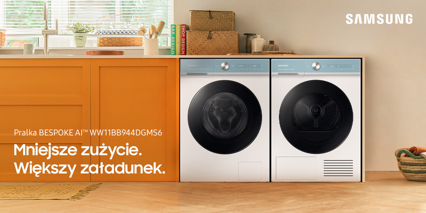 Pralka Samsung WW11BB944DGMS6 wykorzystująca sztuczną inteligencję jest dostępna w ofercie sieci sklepów Media Expert Pralka Samsung WW11BB944DGMS6 wykorzystująca sztuczną inteligencję jest dostępna w ofercie sieci sklepów Media Expert