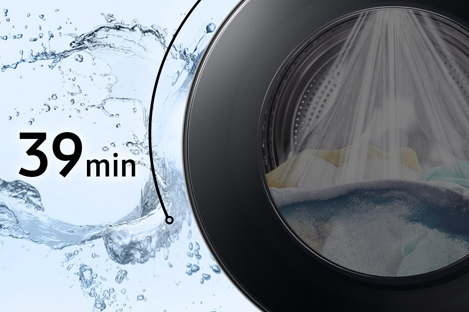 39 minut to czas, który wystarczy na to, żeby wyprać ubrania w pralce Samsung WW11BB744DGE 39 minut to czas, który wystarczy na to, żeby wyprać ubrania w pralce Samsung WW11BB744DGE