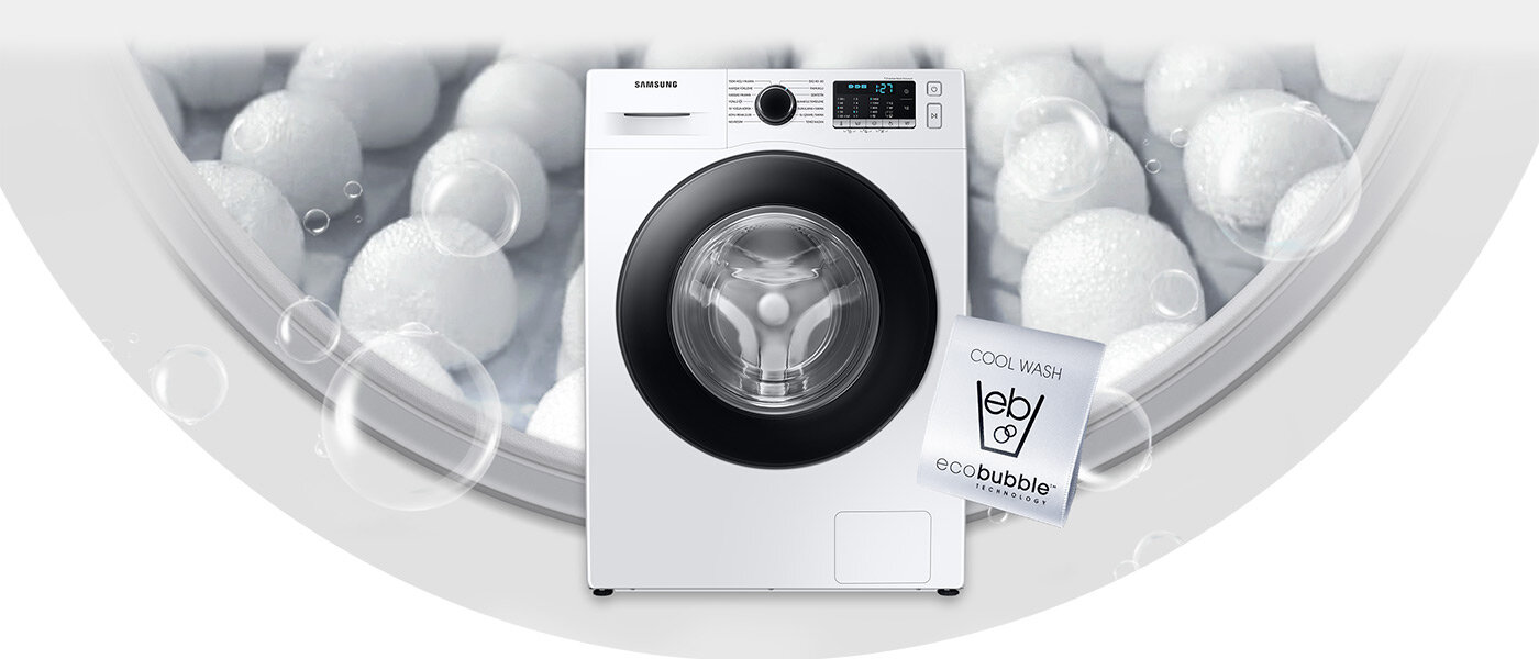 Aktywna piana wytwarzana w technologii Eco Bubble wewnątrz pralki Samsung WW11BGA046AE/OE umożliwia skuteczne usuwanie zanieczyszczeń już w 30 stopniach, do czego odnosi się symboliczne zdjęcie Aktywna piana wytwarzana w technologii Eco Bubble wewnątrz pralki Samsung WW11BGA046AE/OE umożliwia skuteczne usuwanie zanieczyszczeń już w 30 stopniach, do czego odnosi się symboliczne zdjęcie