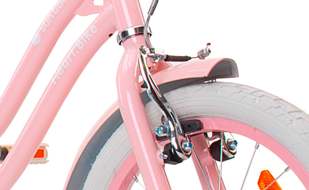 Rower dziecięcy SUN BABY Heart Bike Silver Moon 16 cali dla dziewczynki rozowy hamulce typu V-Break na przód hamulec torpedo na tył marki SBB szybki czas reakcji niezawodne lekkie