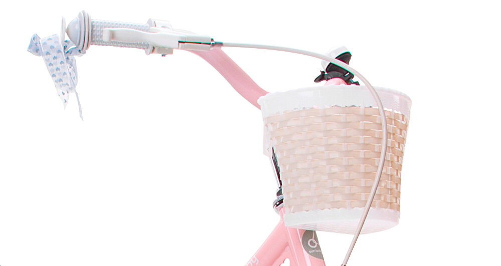 Rower dziecięcy SUN BABY Heart Bike Silver Moon 16 cali dla dziewczynki rozowy najwyższy komfort jazdy dziecko nie odczuje dyskomfortu zapewniona odpowiednia pozycja ciała uchwyty pokryte antypoślizgowym materiałem zabezpieczą ręce przed otarciami możliwość regulacji w zakresie 72-80 cm uchwyty zakończone wstążkami dzwonek koszyk na drobiazgi
