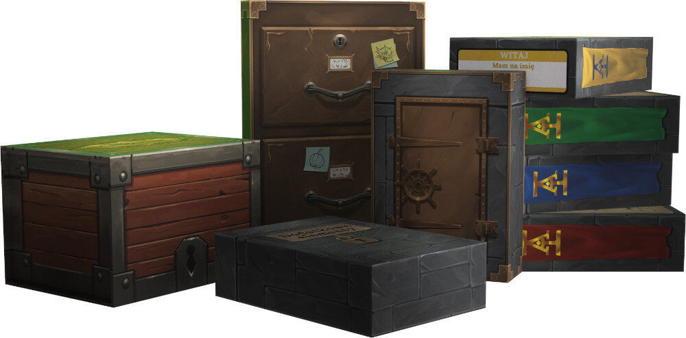 Gra planszowa LUCRUM GAMES Brzdęk! Legacy: Acquisitions Incorporated kampanie komponenty gra pokampanijna