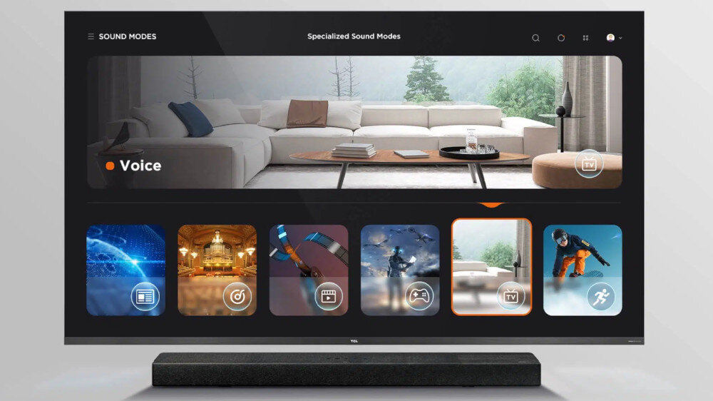 Soundbar TCL X937U - tryby