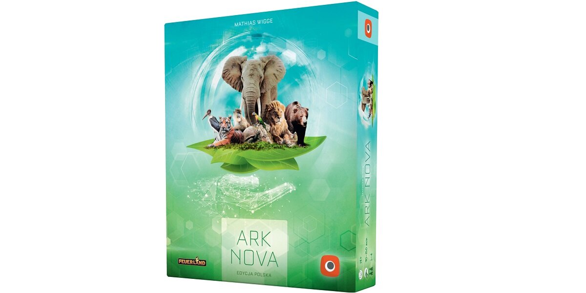 Gra planszowa PORTAL GAMES Ark Nova zoo zwierzęta przyroda efekty bonusy obiekt zabawa kreatywna karty plansza budwolne żetony