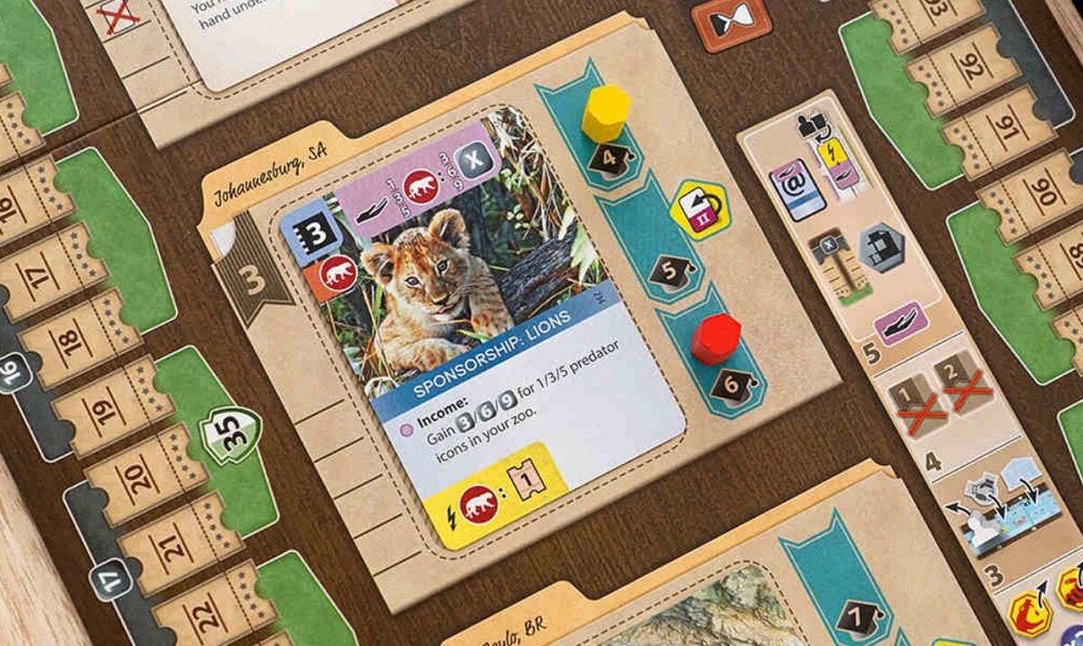Gra planszowa PORTAL GAMES Ark Nova zoo zwierzęta przyroda efekty bonusy obiekt zabawa kreatywna karty plansza budwolne żetony
