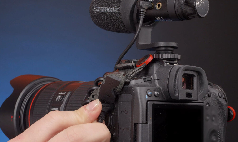 Mikrofon SARAMONIC Vmic Mini S kompatybilność złącze zasilanie podłączenie