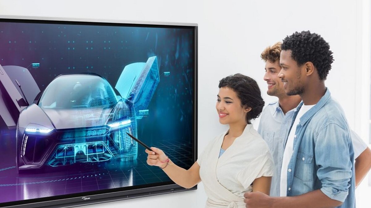 Monitor OPTOMA 5652RK 65 3840x2160px wyświetlacz przękątna cale funkcjonalność matryca odświeżanie reakcja złącza rozdzielczość ekran biuro dom praca rozrywka USB wideo audio jasność kontrast LED dotykowy dom biuro HDMI rysik pilot