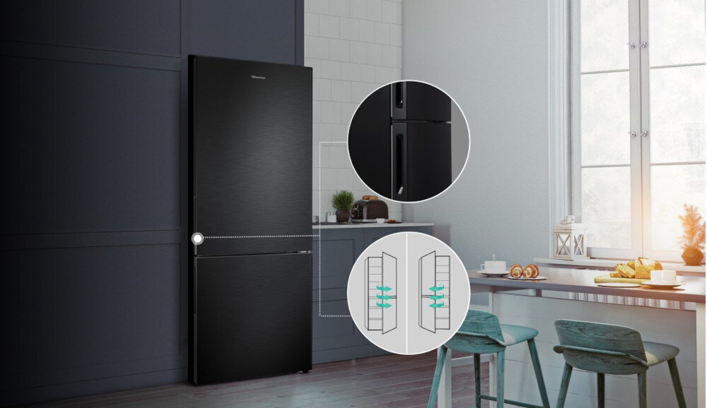 Lodówka HISENSE RT641N4AFE1 zmiana kierunku otwierania drzwi design