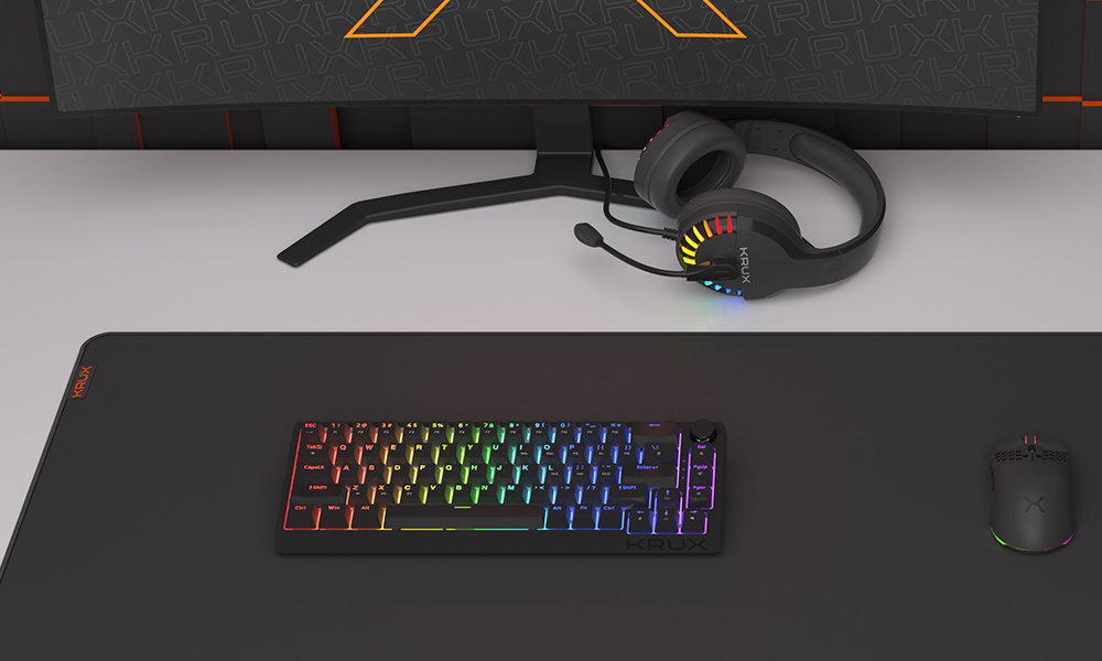 Klawiatura KRUX Atax 65% 65% Pro RGB Gateron Yellow Pro - wygląd ogólny wytrzymałośc kompaktowe rozmiary brak bloku numerycznego