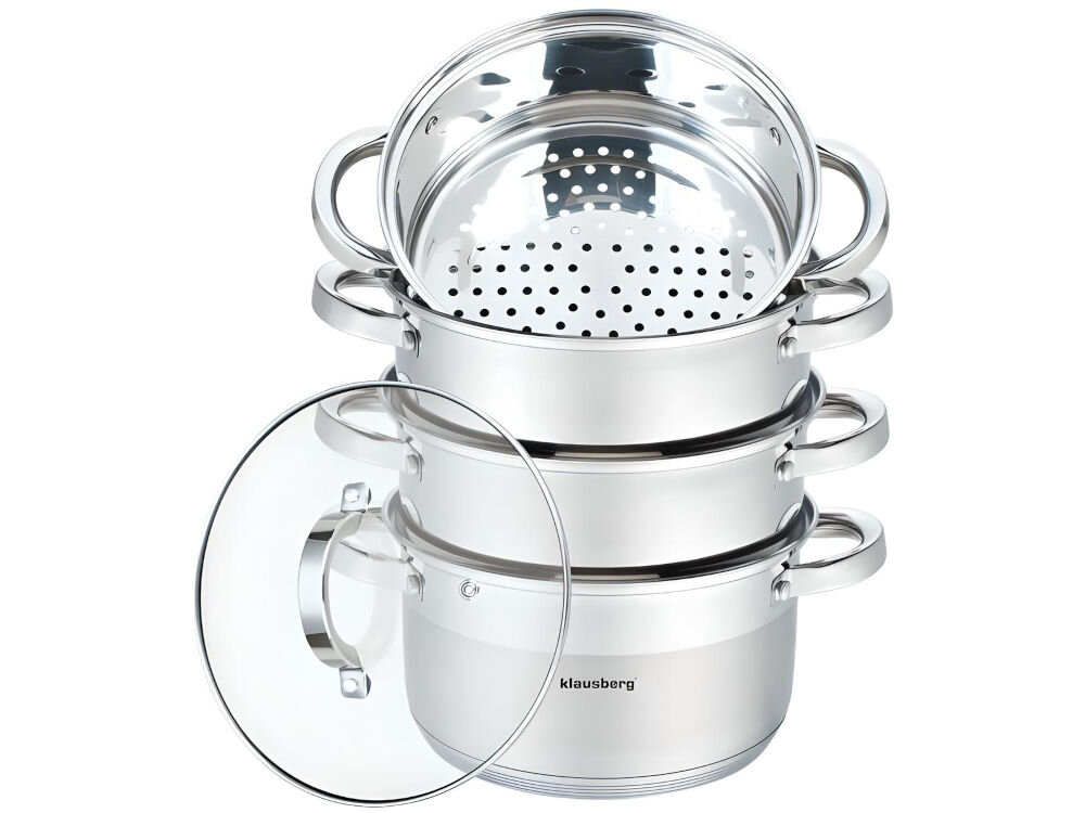 Garnek KLAUSBERG KB-7140 20 cm do gotowania na parze elegancja praktyczność wykonany ze stali nierdzewnej estetycznie się prezentuje trwały stalowa konstrukcja łatwe czyszczenie dno termiczne z przewodzeniem ciepła szybkie nagrzewanie żywności dłuższe utrzymywanie ciepła przygotowywanie posiłków pojemność 3,1 l 
